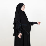 Alsyahra Exclusive French Khimar Ayumi Andalusia Sifon Silk Jetblack Size L