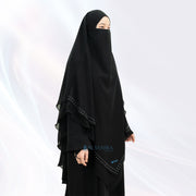 Alsyahra Exclusive French Khimar Ayumi Andalusia Sifon Silk Jetblack Size XL