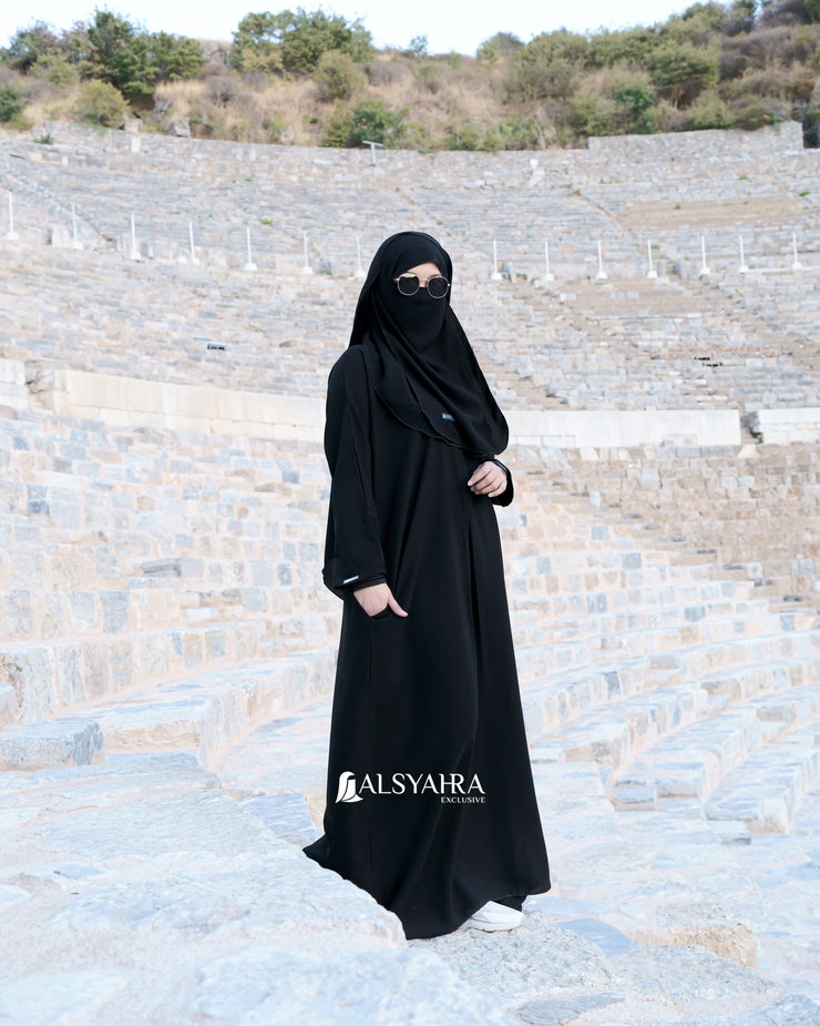Abaya Gamis New Hurun In Jetblack Alsyahra Exclusive