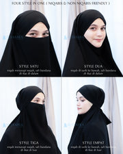French Khimar Ayumi Size L Sifon Jetblack by Alsyahra Exclusive