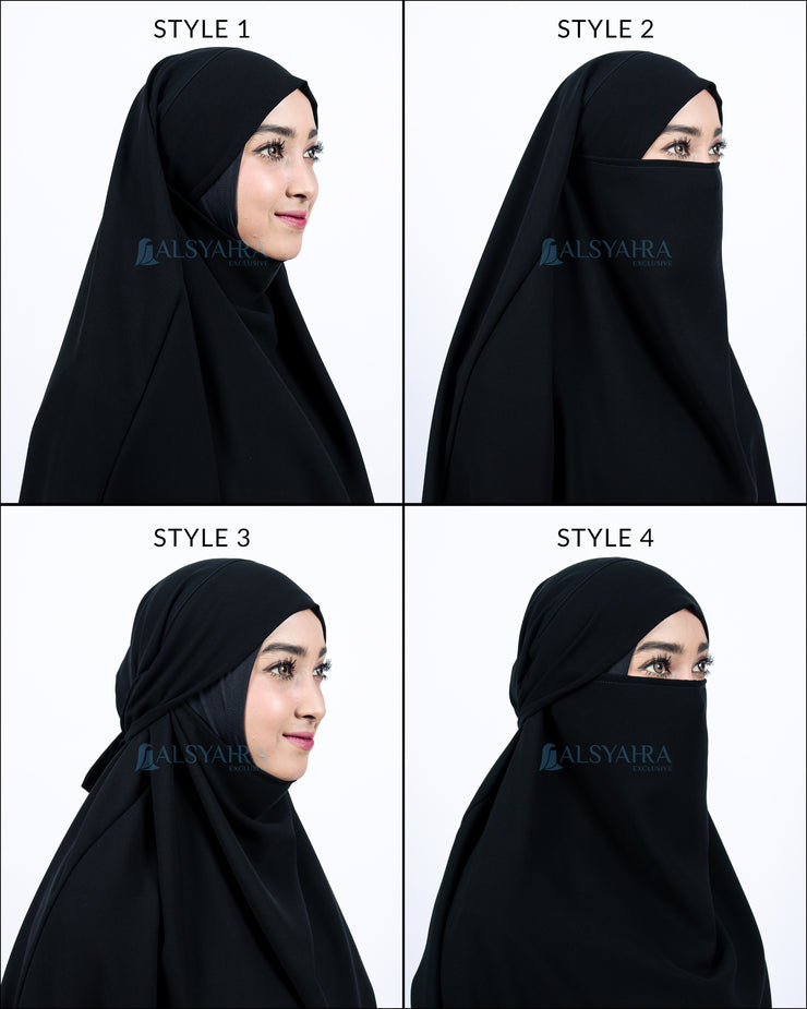 French Khimar Zahira XXL Jetblack Alsyahra Exclusive
