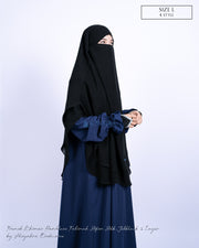 French Khimar Handless Fatimah Sifon Silk Jetblack 2 Layer Alsyahra Exclusive L