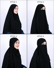 French Khimar Handless Fatimah Sifon Silk Jetblack 2 Layer Alsyahra Exclusive L