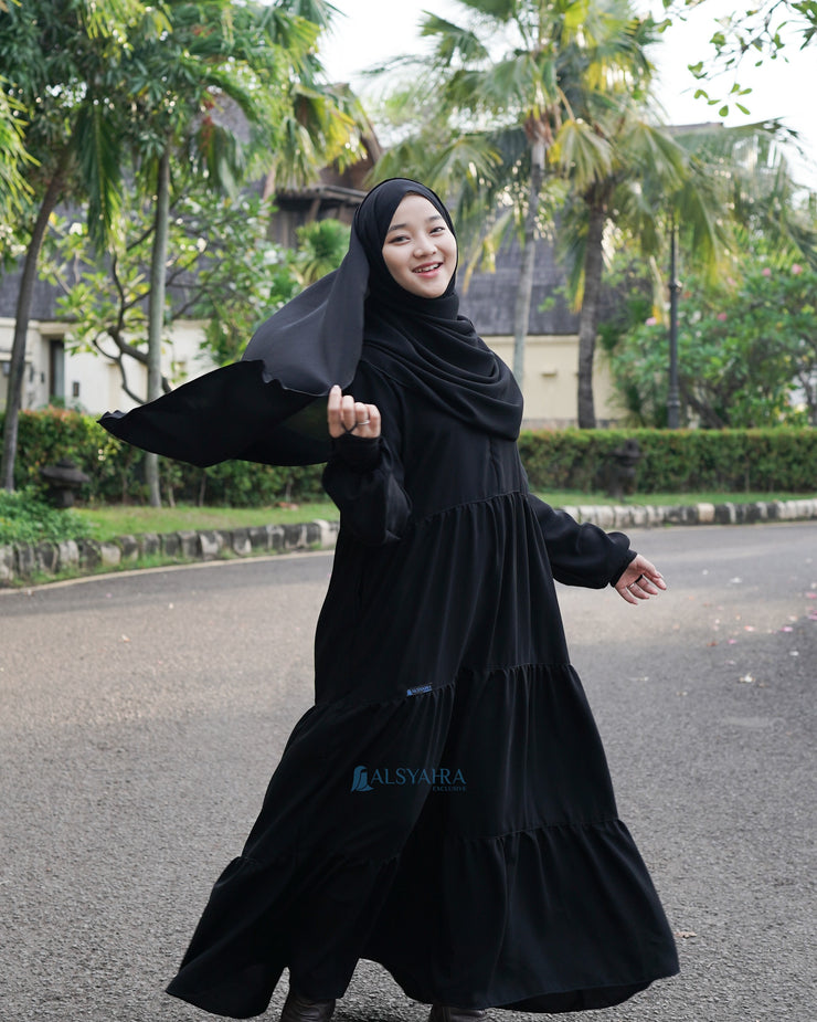Alsyahra Exclusive Gamis Abaya Syari Salasa Jamila Jetblack