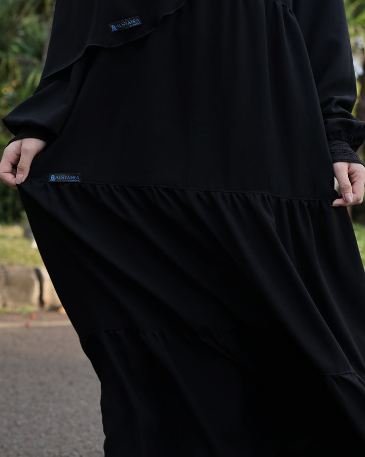 Alsyahra Exclusive Gamis Abaya Syari Salasa Jamila Jetblack