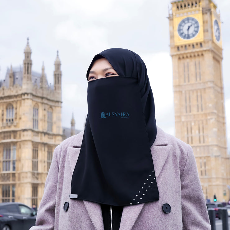 Alsyahra Exclusive Cadar Tali Andalusia Sifon Silk Jetblack