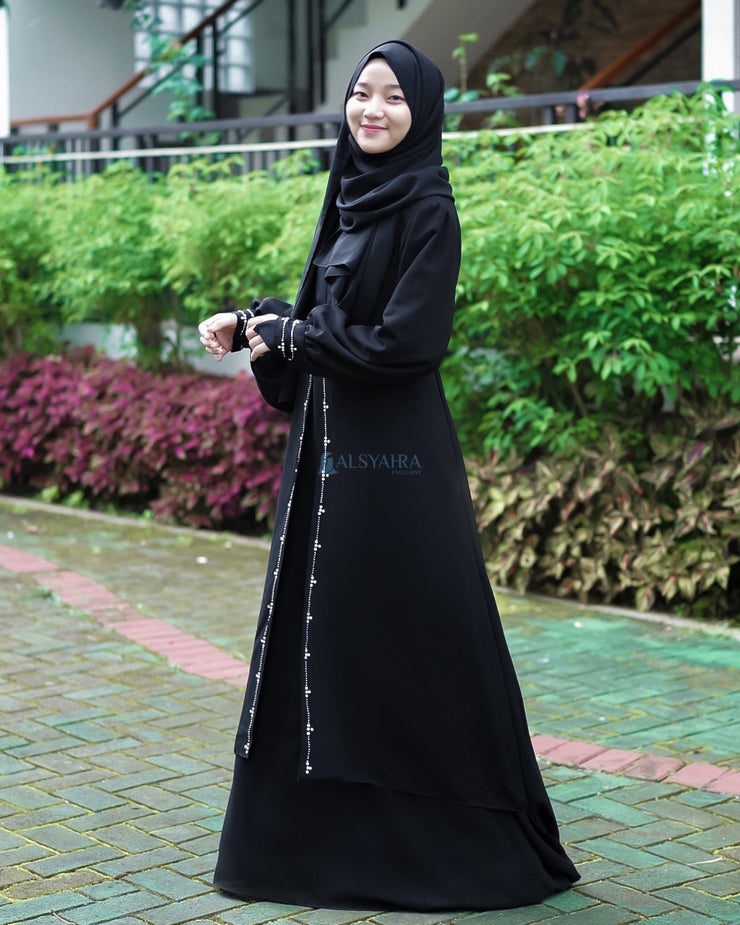 Alsyahra Exclusive Gamis Abaya Kapadokya Sifon Silk Jetblack