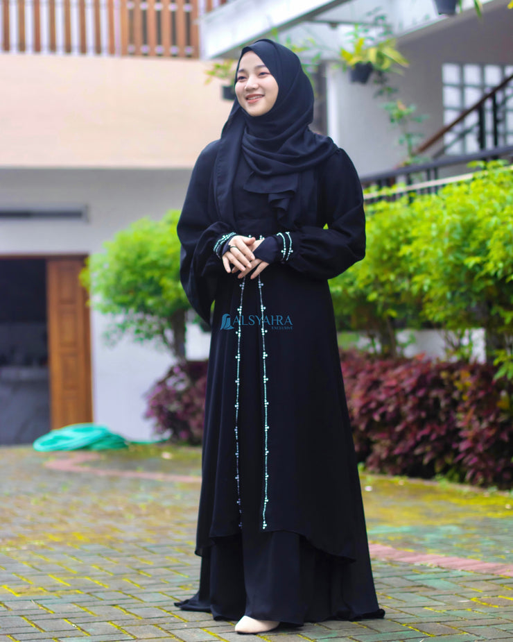 Alsyahra Exclusive Gamis Abaya Kapadokya Sifon Silk Jetblack