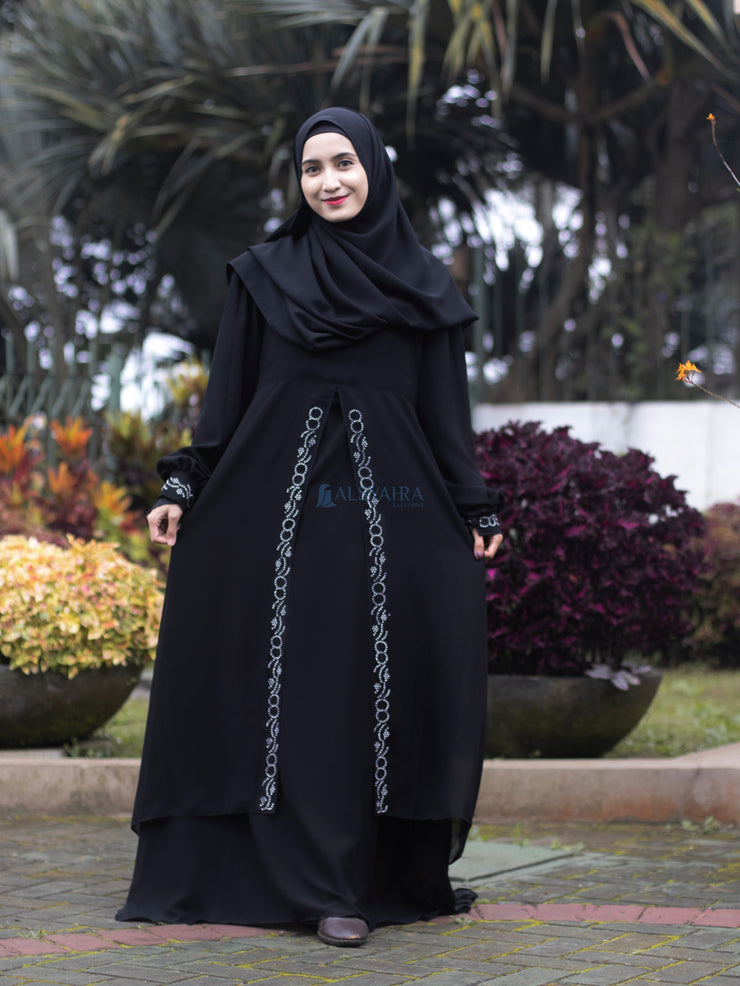 Alsyahra Exclusive Gamis Abaya Muzdalifah Sifon Silk Jetblack