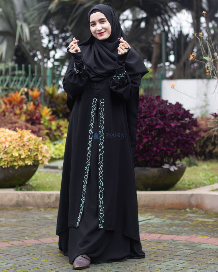 Alsyahra Exclusive Gamis Abaya Muzdalifah Sifon Silk Jetblack