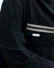 Alsyahra Exclusive Niqab Poni Kancing Raudhah Kiswah Stripe Sifon Jetblack