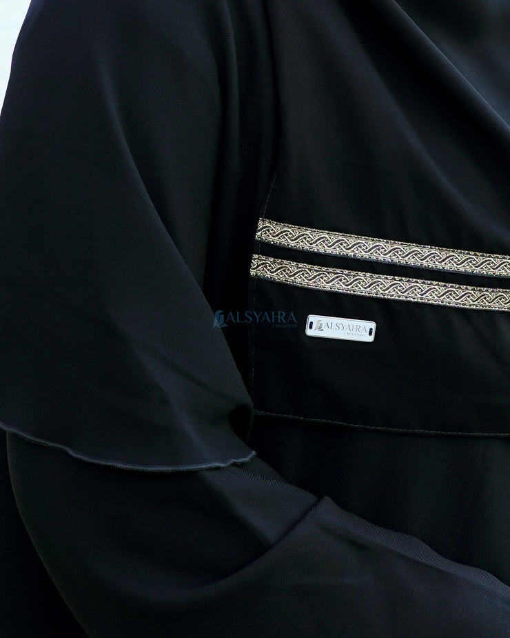 Alsyahra Exclusive Niqab Poni Kancing Raudhah Kiswah Stripe Sifon Jetblack