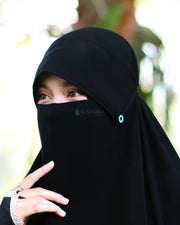 Alsyahra Exclusive Niqab Poni Kancing Raudhah Kiswah Stripe Sifon Jetblack