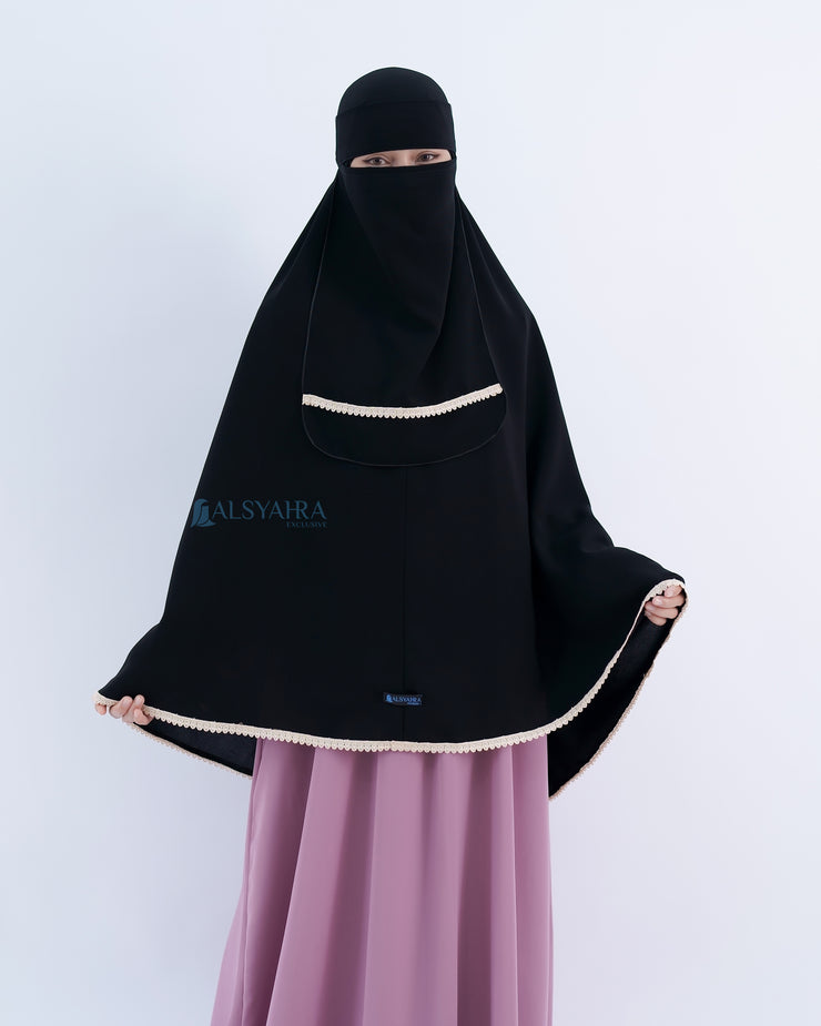 Alsyahra Exclusive Set Khimar Halimah Niqab Bandana Jetblack