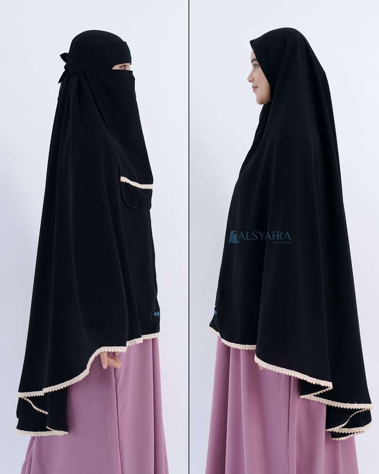 Alsyahra Exclusive Set Khimar Halimah Niqab Bandana Jetblack