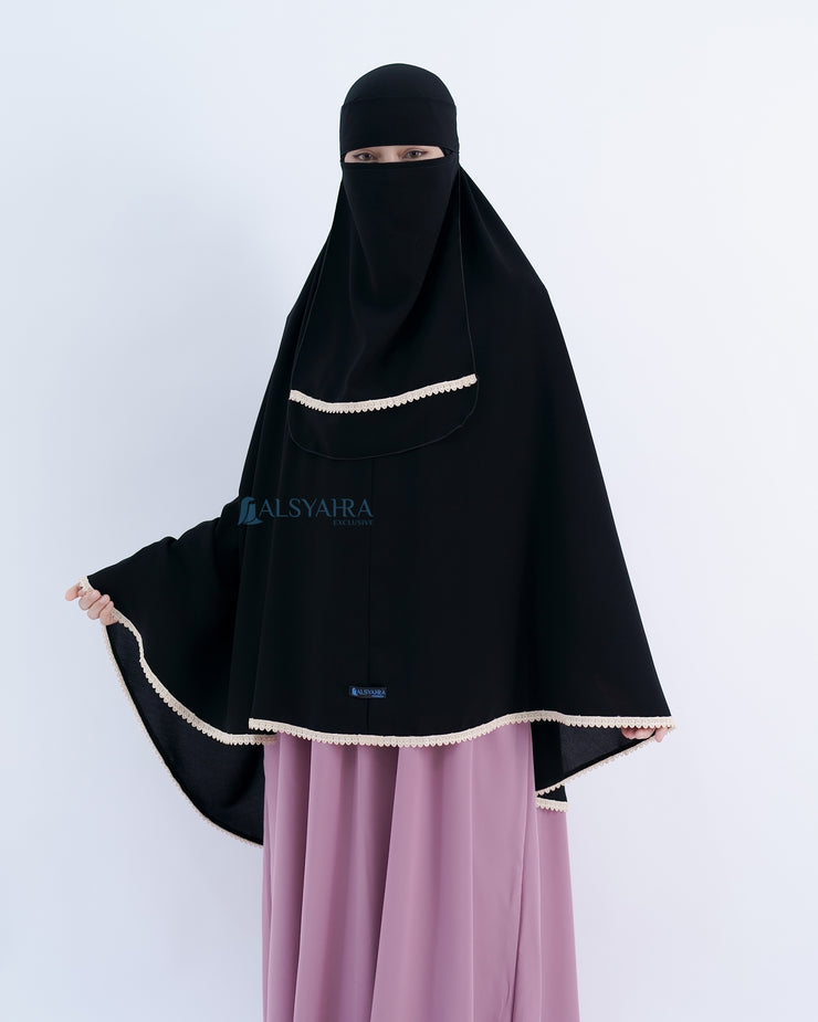 Alsyahra Exclusive Set Khimar Halimah Niqab Bandana Jetblack