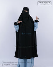 Set Khimar Syari Handzipper Altaj Haramain Niqab Poni Jetblack Alsyahra Exclusive