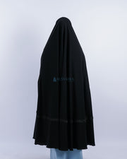 Set Khimar Syari Handzipper Altaj Haramain Niqab Poni Jetblack Alsyahra Exclusive