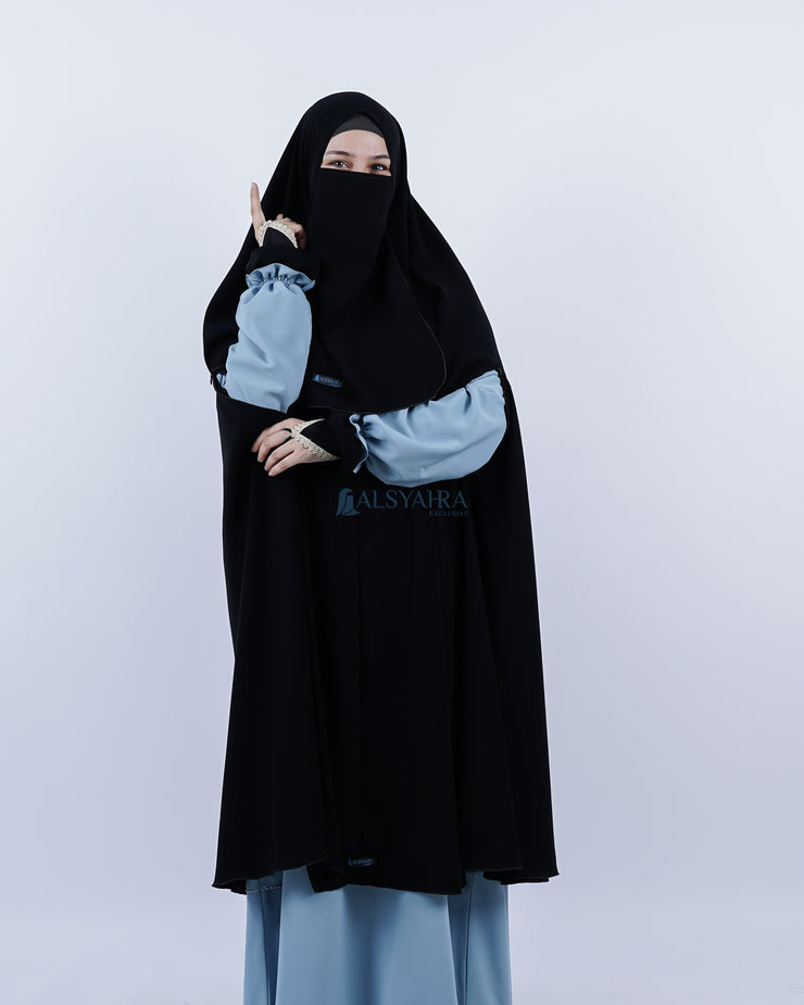 Set Khimar Syari Handzipper Haramain Jetblack Alsyahra Exclusive
