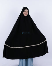 Set Khimar Syari Handzipper Nailah Haramain Niqab Poni Jetblack Alsyahra Exclusive