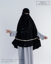 Set Khimar Syari Handzipper Nailah Size XL Niqab Poni Jetblack Alsyahra Exclusive