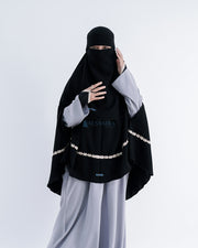 Set Khimar Syari Handzipper Nailah Size XL Niqab Poni Jetblack Alsyahra Exclusive