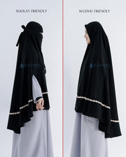 Set Khimar Syari Handzipper Nailah Size XL Niqab Poni Jetblack Alsyahra Exclusive