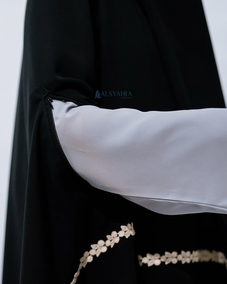 Set Khimar Syari Handzipper Nailah Size XL Niqab Poni Jetblack Alsyahra Exclusive