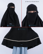 Set Khimar Syari Handzipper Nailah Size XXL Niqab Poni Jetblack Alsyahra Exclusive