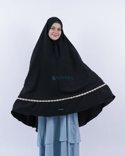 Set Khimar Syari Handzipper Nailah Size XXL Niqab Poni Jetblack Alsyahra Exclusive