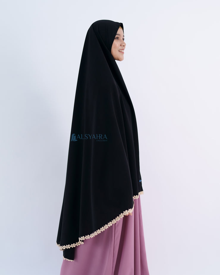 Alsyahra Exclusive Set Khimar Nailah Niqab Bandana Poni Jetblack