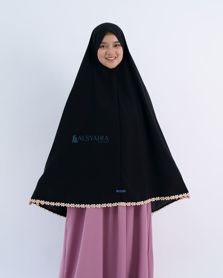 Alsyahra Exclusive Set Khimar Nailah Niqab Bandana Poni Jetblack