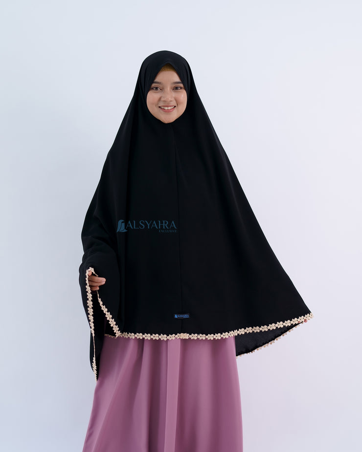 Alsyahra Exclusive Set Khimar Nailah Niqab Bandana Poni Jetblack