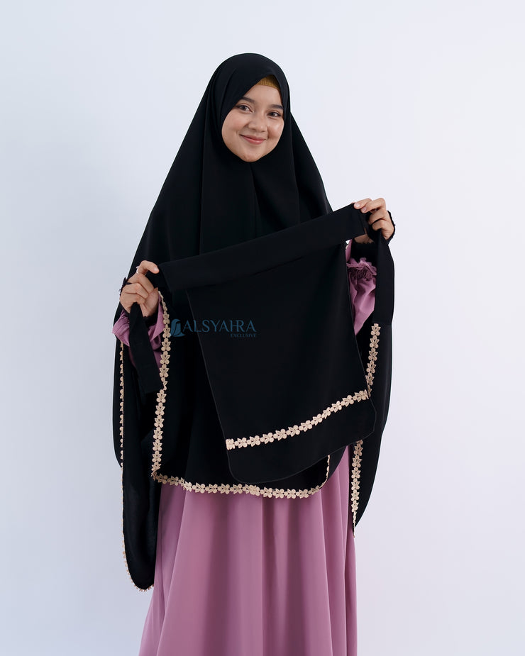 Alsyahra Exclusive Set Khimar Nailah Niqab Bandana Poni Jetblack
