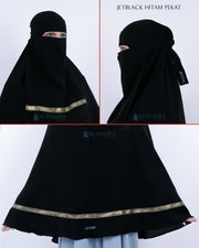 Set Khimar Syari Pita India Non Pet Niqab Bandana Jetblack XXL Alsyahra Exclusive
