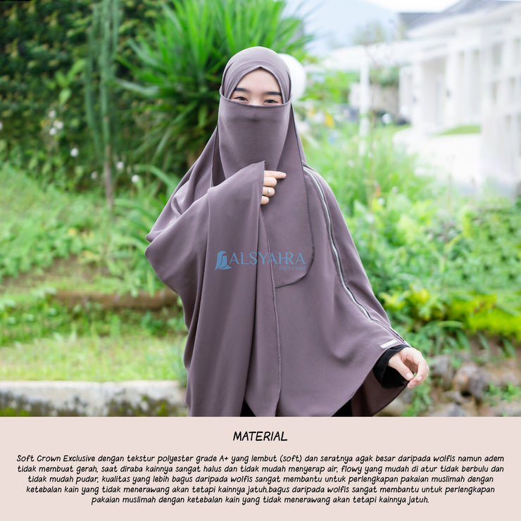 Alsyahra Exclusive Set Khimar Zayyana Zipper Size XL Soft Crown Exclusive