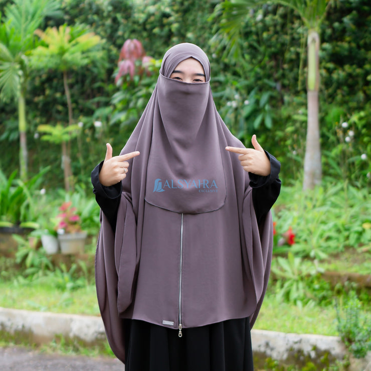 Alsyahra Exclusive Set Khimar Zayyana Zipper Size XL Soft Crown Exclusive