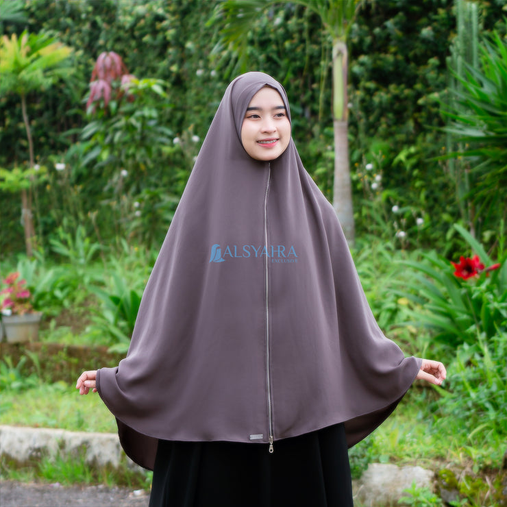 Alsyahra Exclusive Set Khimar Zayyana Zipper Size XL Soft Crown Exclusive