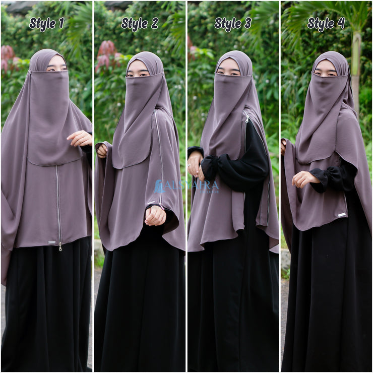 Alsyahra Exclusive Set Khimar Zayyana Zipper Size XL Soft Crown Exclusive