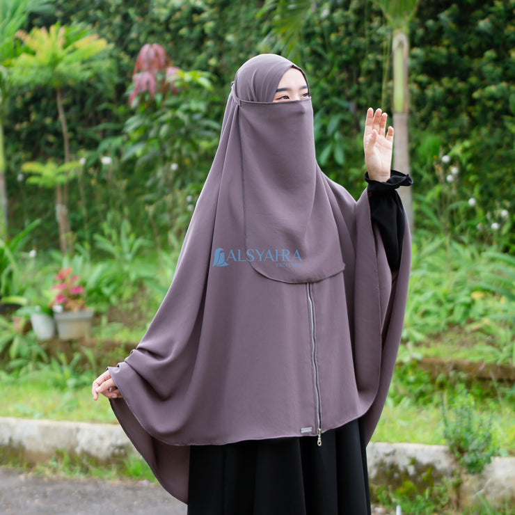 Alsyahra Exclusive Set Khimar Zayyana Zipper Size XL Soft Crown Exclusive