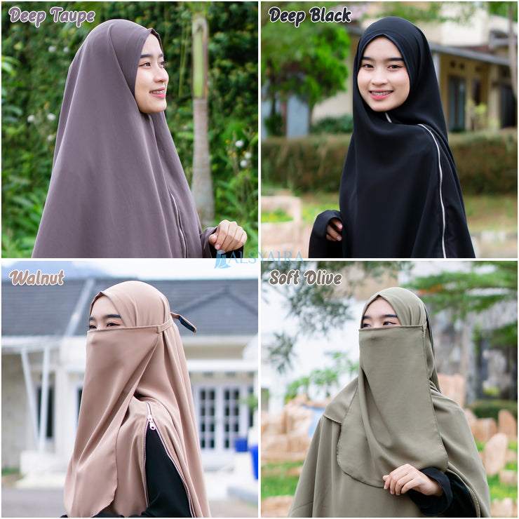 Alsyahra Exclusive Set Khimar Zayyana Zipper Size XL Soft Crown Exclusive