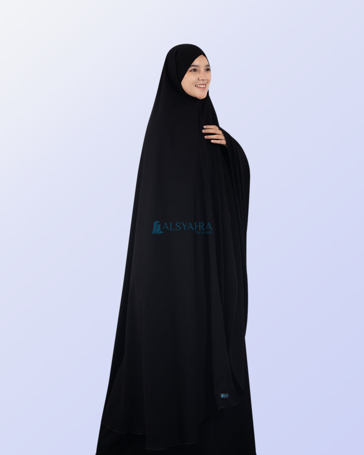Alsyahra Exclusive Set Khimar Bandana Haramain Cadar Tali Jetblack