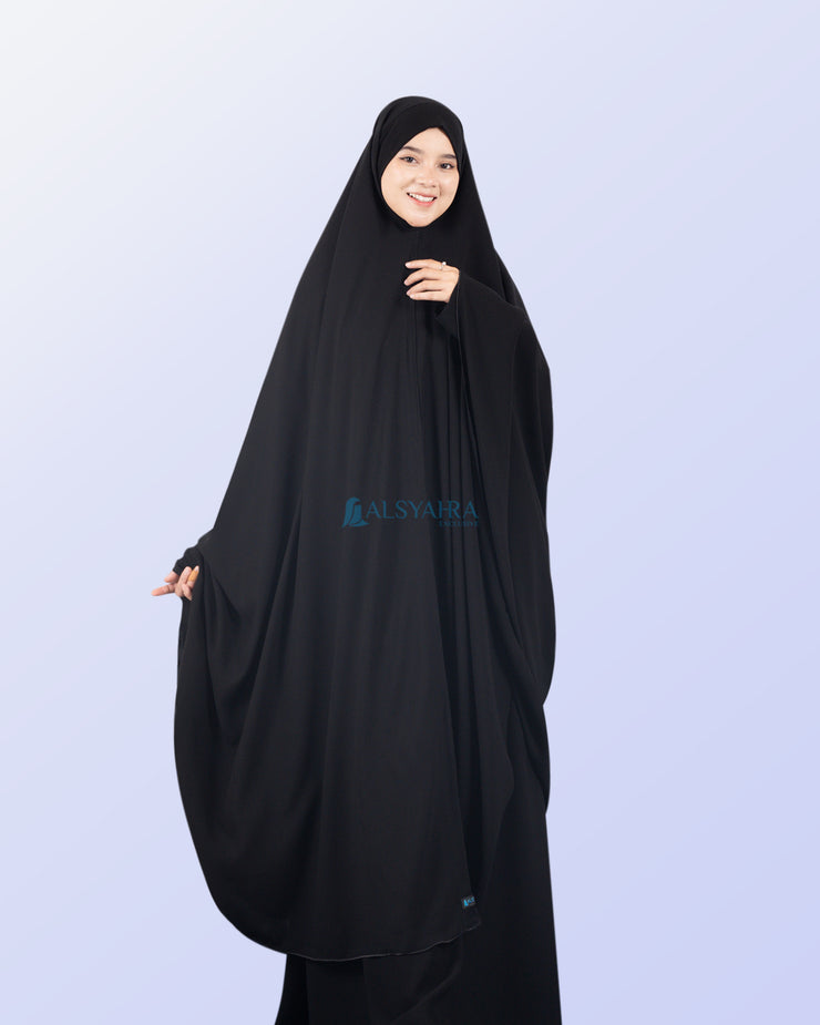 Alsyahra Exclusive Set Khimar Bandana Haramain Cadar Tali Jetblack