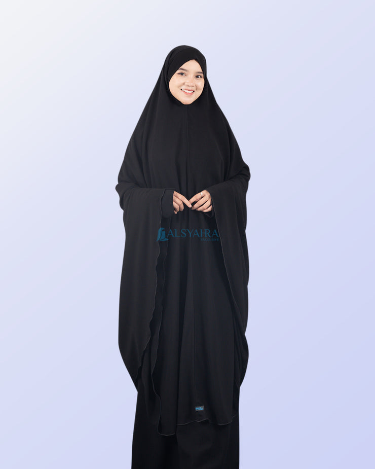 Alsyahra Exclusive Set Khimar Bandana Haramain Cadar Tali Jetblack
