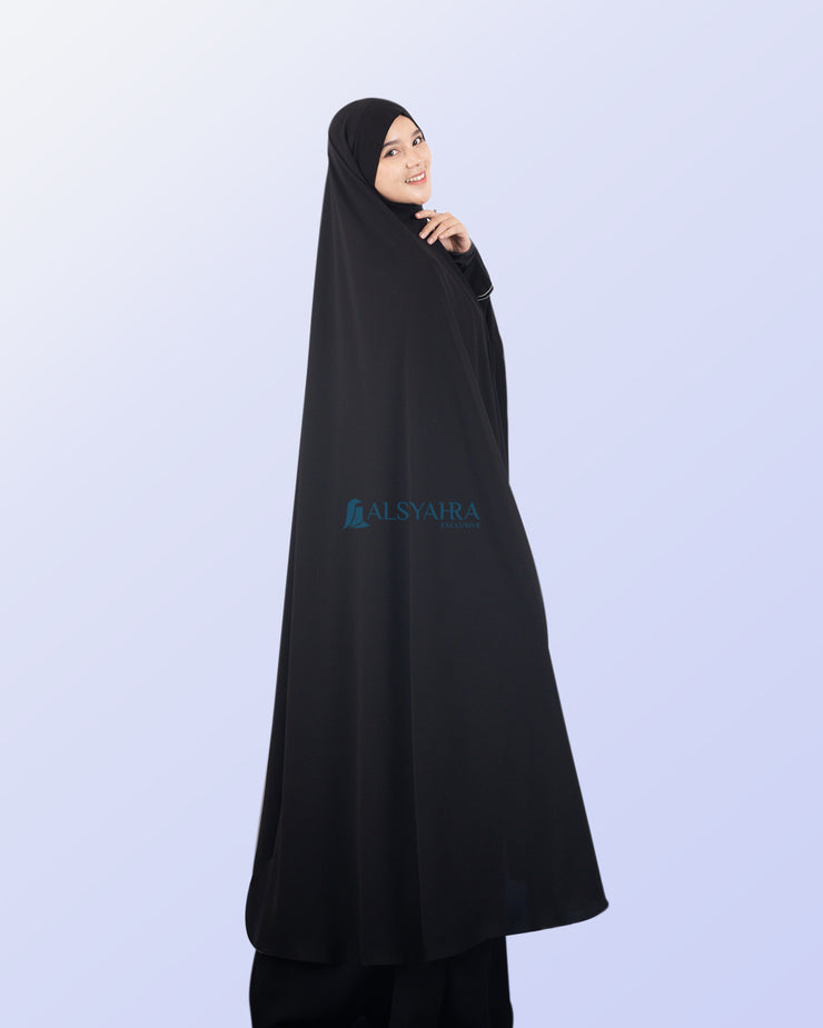 Alsyahra Exclusive Set Khimar Bandana Haramain Cadar Tali Jetblack