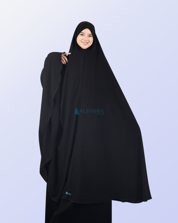 Alsyahra Exclusive Set Khimar Bandana Haramain Cadar Tali Jetblack