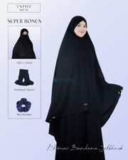Alsyahra Exclusive Khimar Bandana Cadar Tali Jetblack Size XL