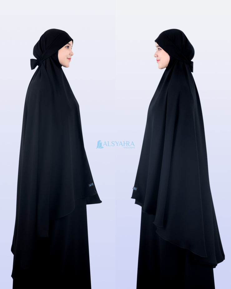 Alsyahra Exclusive Khimar Bandana Cadar Tali Jetblack Size XL