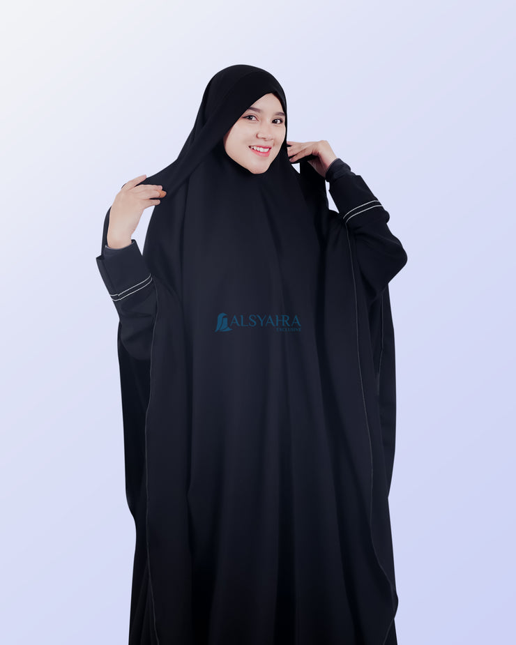 Alsyahra Exclusive Khimar Bandana Cadar Tali Jetblack Size XL