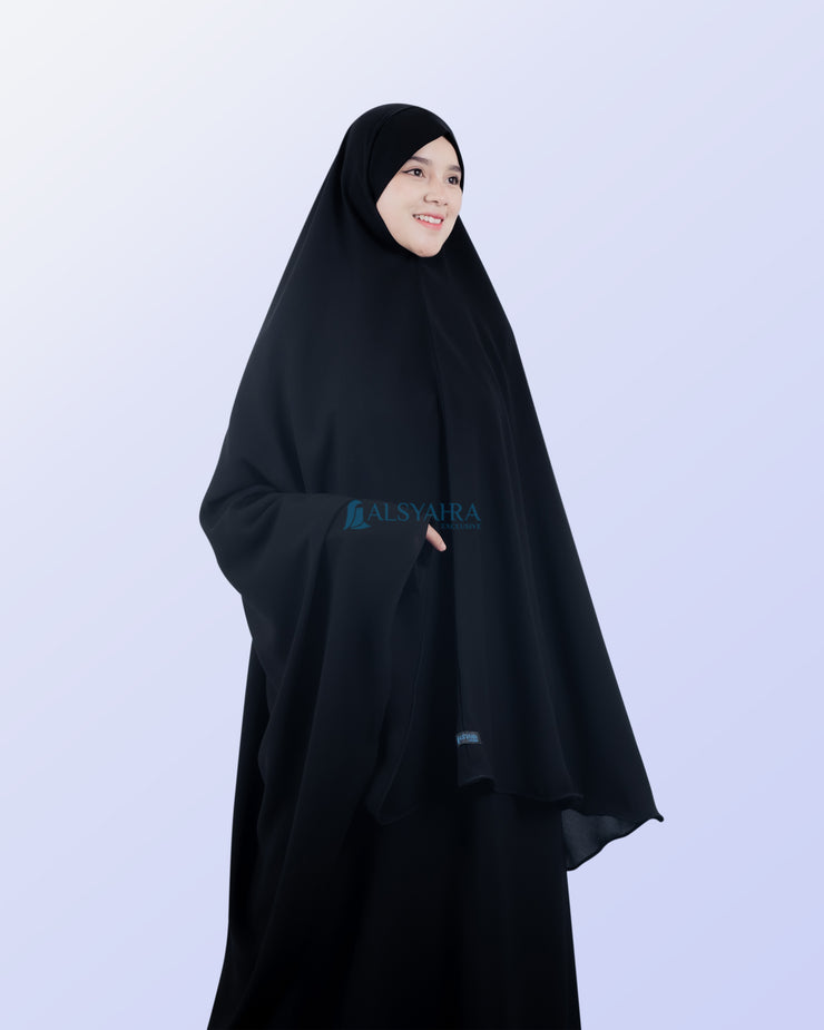 Alsyahra Exclusive Khimar Bandana Cadar Tali Jetblack Size XL